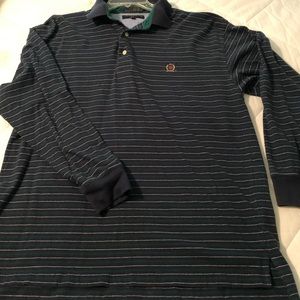 Large Golf Polo long sleeve green/ navy